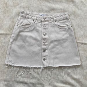 Zara Off-White Mini Jean Skirt